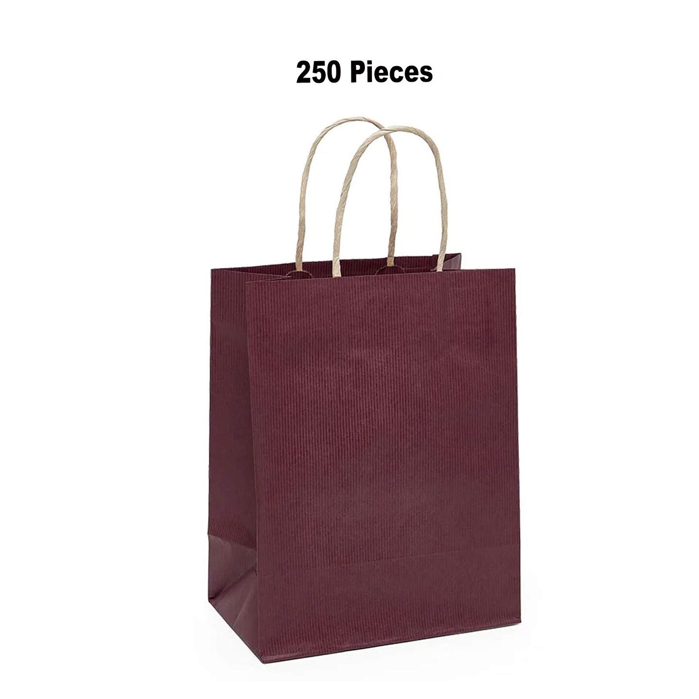 6"x3 1/4"x8 3/8" Sturdy & Stylish Shadow Stripe Kraft Bags - 250 pcs