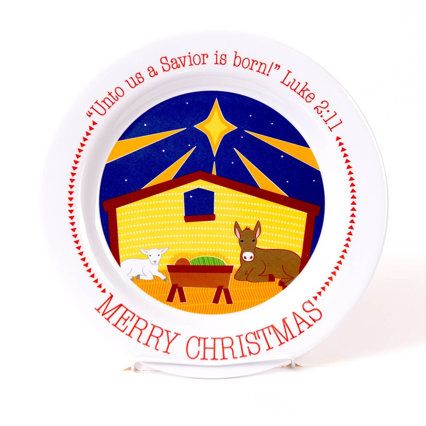 Edge Collections - 9" - White - Durable Christmas Manger Plate - 1 Piece