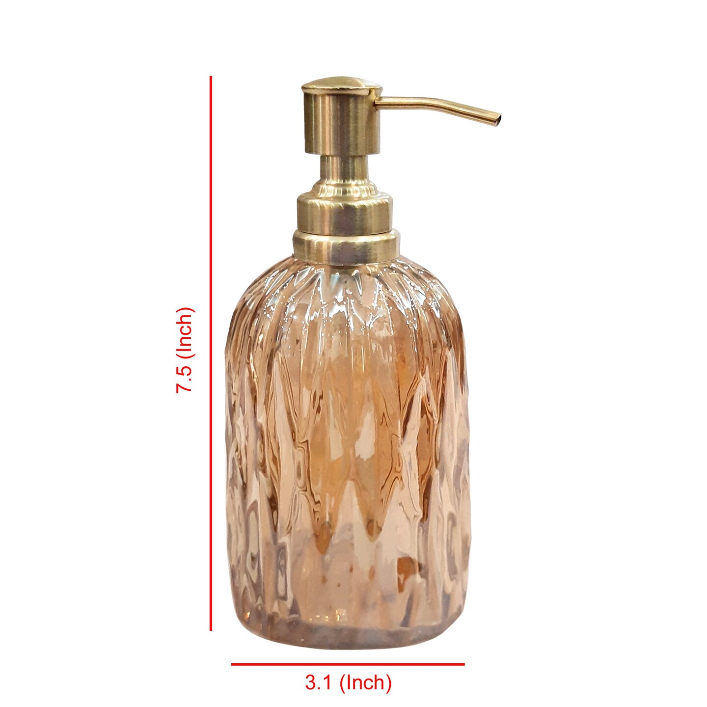 Glass Liquid Soap Dispenser Pump Bottle | Bathroom & Kitchen | Holds Soap, Lotion & Sanitizer | Amber
