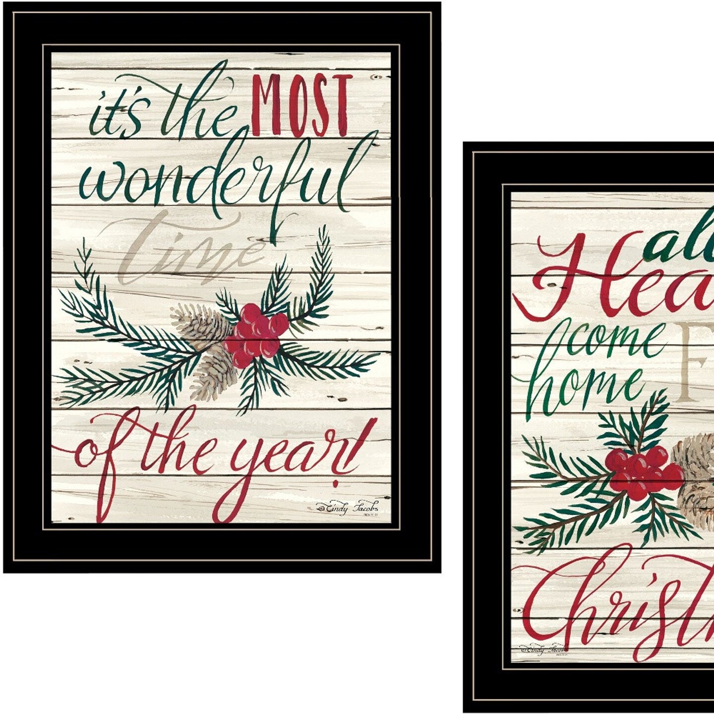 Edge Collections - 31" x 19" - Multicolor - Stylish Christmas Wall Art Prints - 2 Pieces