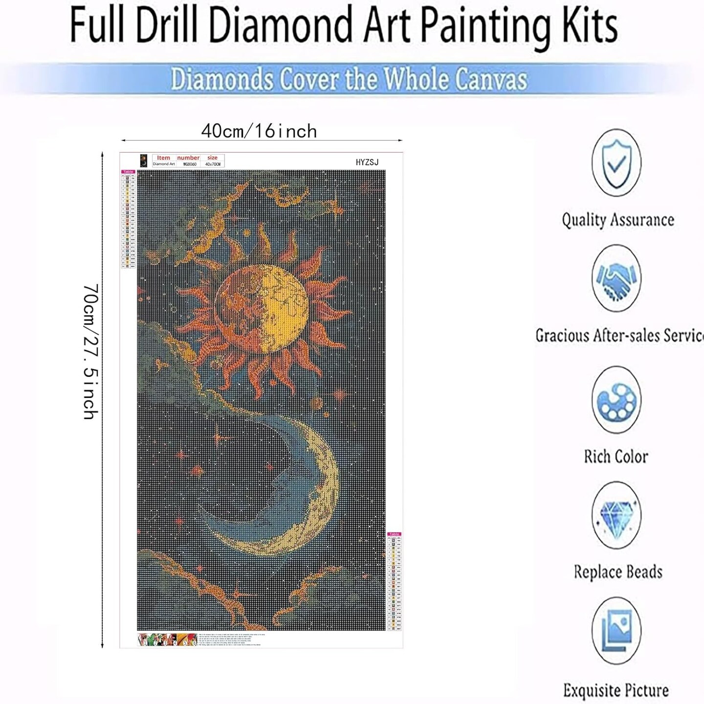 5D Diamond Art Painting Moon,Large Diamond Painting Kits for Adults,DIY Full Drill Crystal Rhinestone Arts,Gem Art Painting with Diamond Home Wall Decor(Sun Cloud 27.5 X 15.7inch)