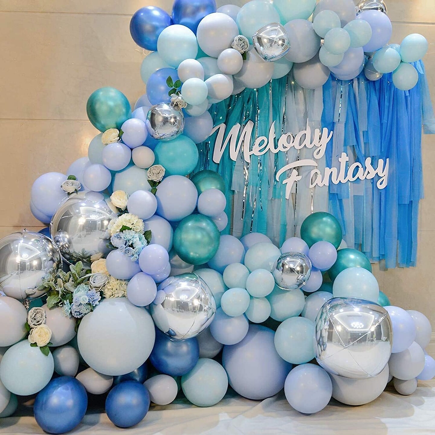 14pcs Mylar Balloons - 22in, 15in, 10in Different Sizes Large Metallic Silver Foil Balloons Chrome Decor | 360 Degree 4d Round Helium Balloon