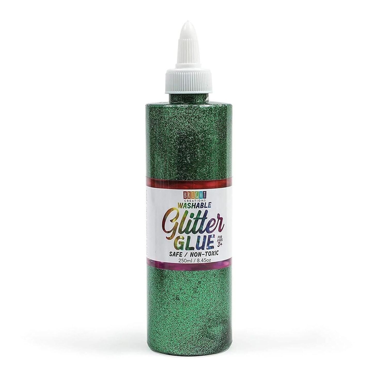 8 Pack Metallic Art Glue with Glitter Bottles - Multicolor for Crafts (8 oz, 16 Caps)