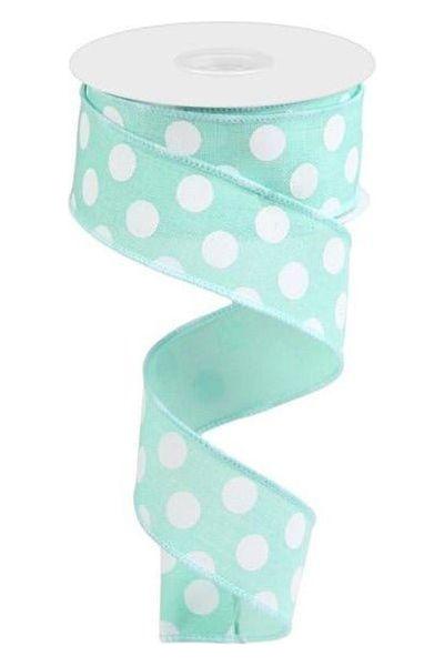 1.5&#x22; Medium Polka Dot Ribbon: Mint Green (10 Yards)