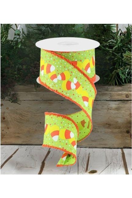 2.5&#x22; Candy Corn Drift Edge Ribbon: Lime (10 Yards)