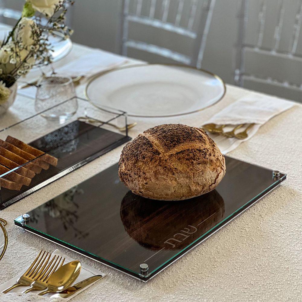 Lucite &#x26; Glass Wood Look Challah Board
