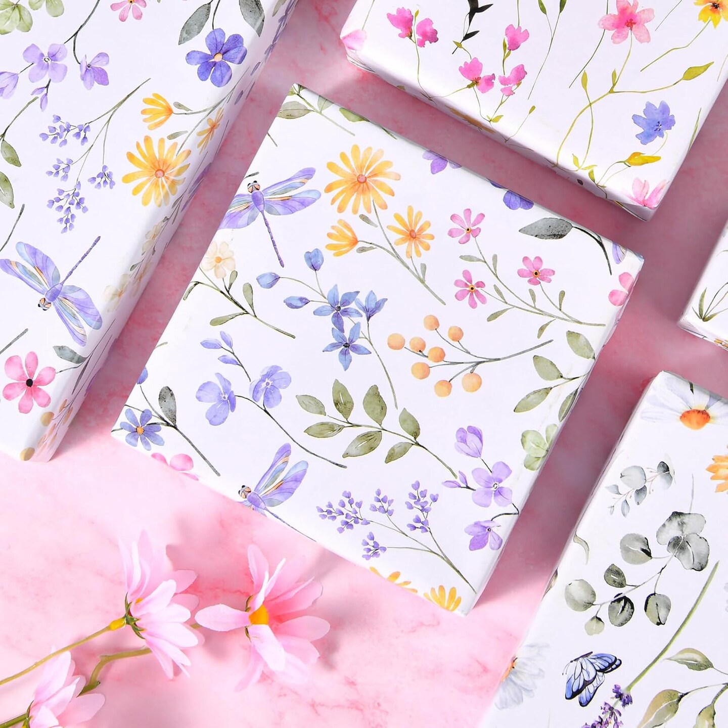 8 Sheets Wildflower Wrapping Paper for 20 x 28 Inches