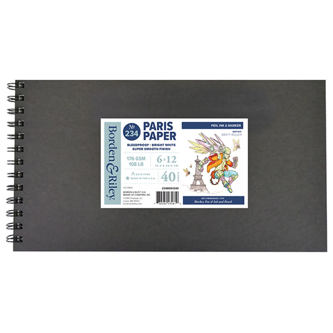 Borden & Riley #234 Paris Paper Pad, 176 GSM/176 GSM/108 lb., 1 Pad Each