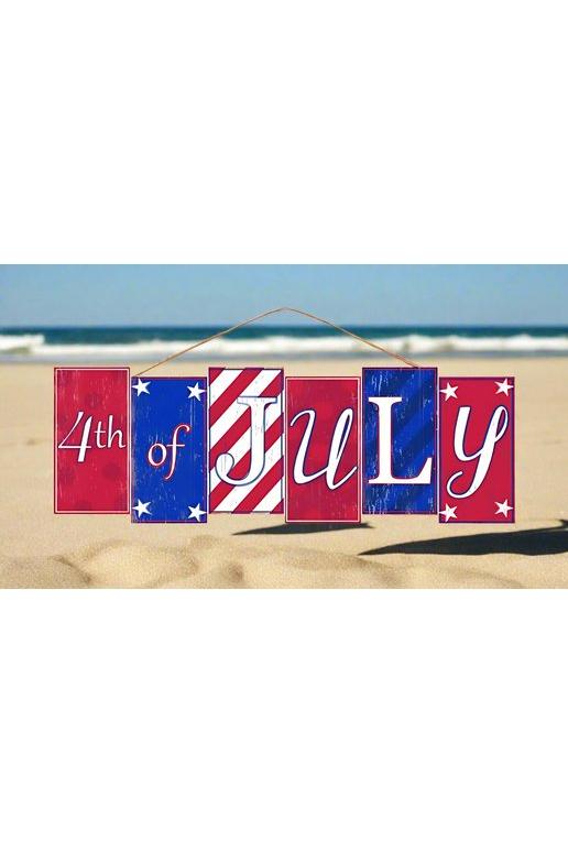 14&#x22; Wooden Block Sign: Happy 4th of July