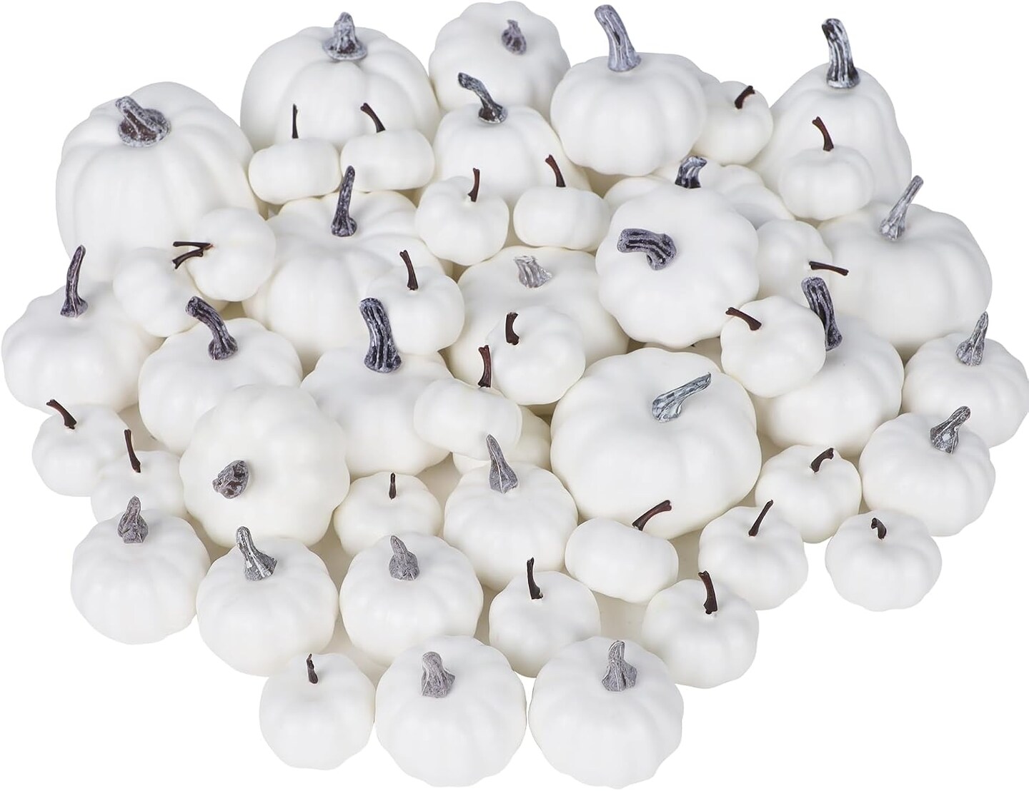 46 Pcs White Artificial Pumpkins Fall Decorations, Assorted Size