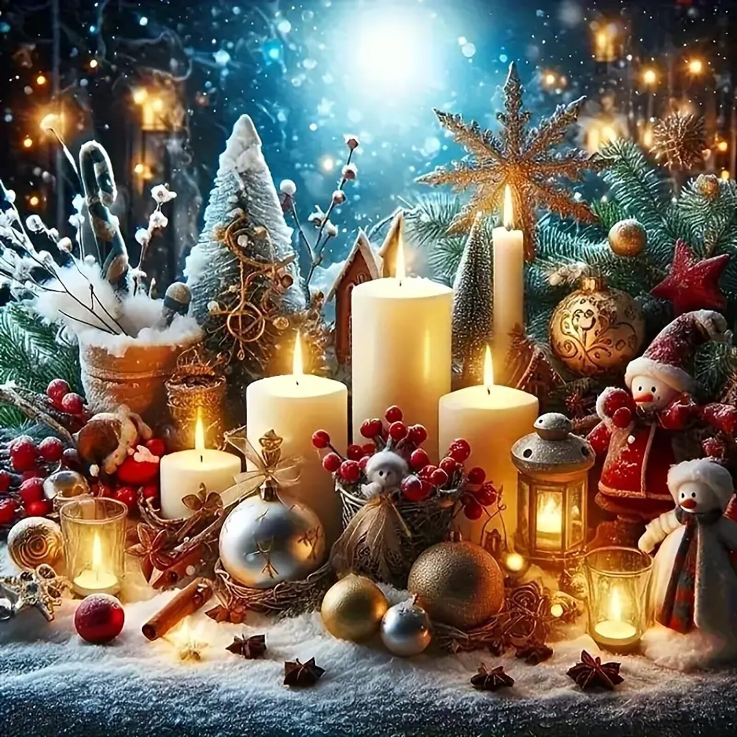 Christmas Candle Light Diamond Painting Kit for Adults Beginners