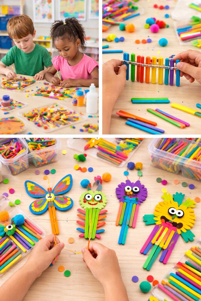 Listing Title: MINI COLOR WOOD CRAFT STICKS 2‑3/4" – 100‑Pack – Assorted Colors for Crafts, Classroom, DIY Projects