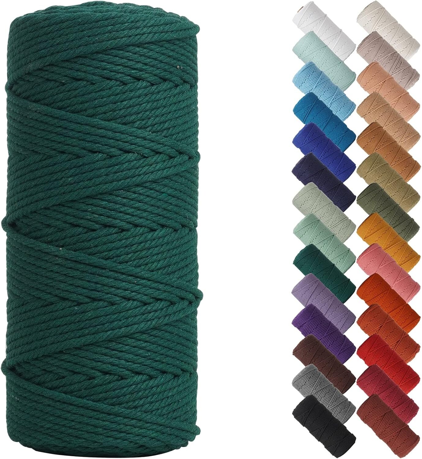 3mm x 109 Yards Natural Macrame Cord, Beige Cotton Rope for Wall Hangings, Plant Hangers, DIY Crafts & Knitting