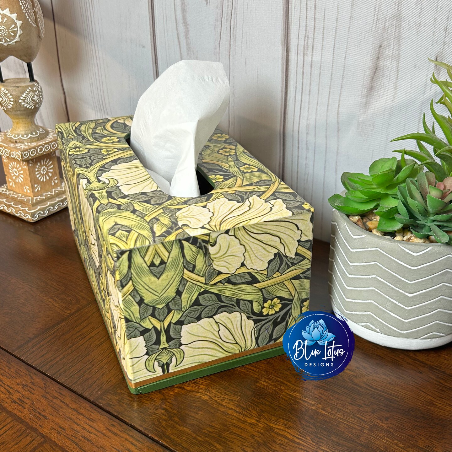 Rectangle Tissue Box, William Morris Pimpernel Yellow Flowers