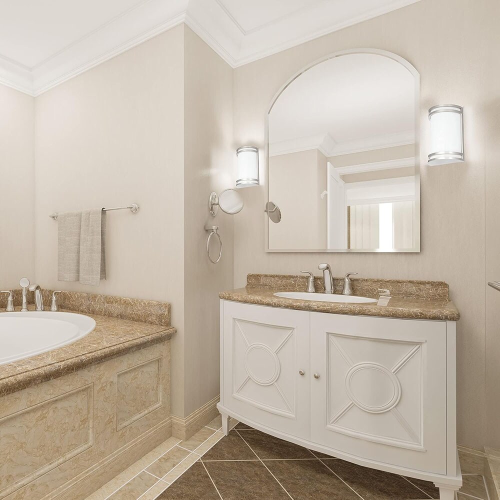 18w 8-in LED Wall Sconce Suitable for Wet Locations - Satin Nickel Finish