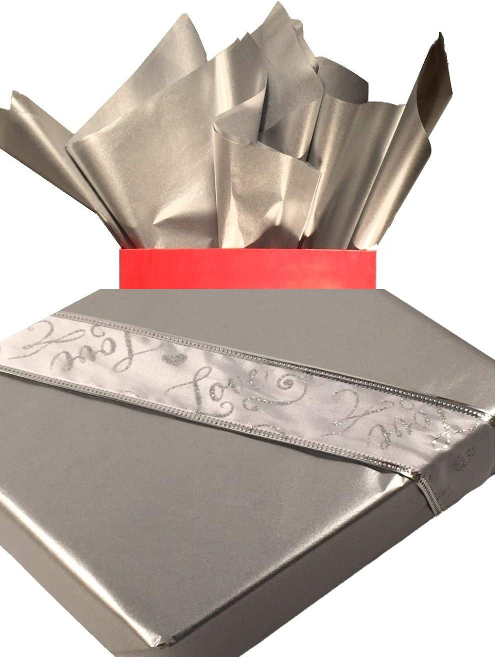 Gift Wrapping Tissue Paper - Gift Tissue Paper for Birthdays, DIY Crafts, &#x26; Christmas - 500 Sheets Bulk Tissue Paper for Gift Bags - Lightweight &#x26; Easy to Shape - Silver (15 X 20 Inches)