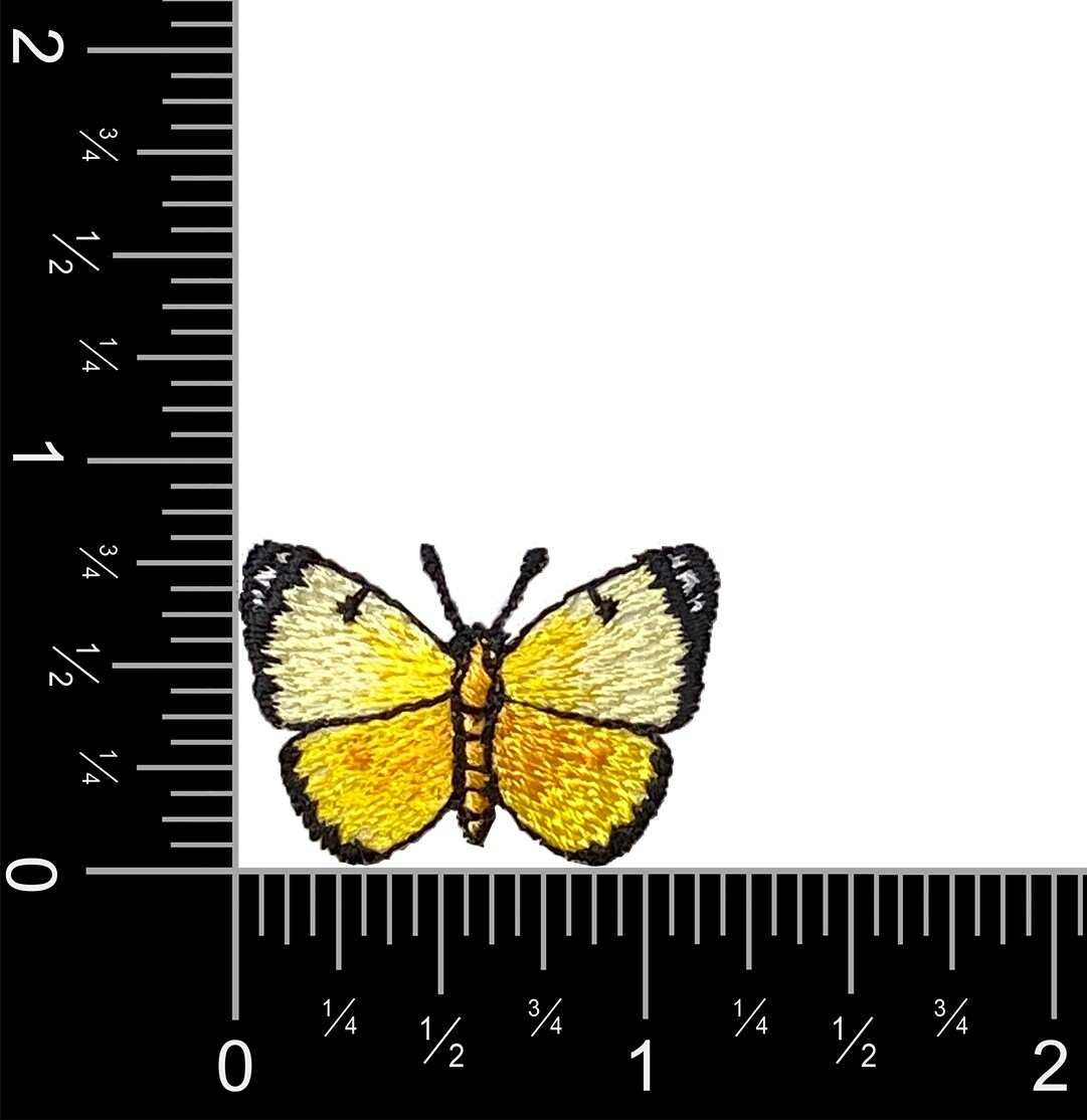 Set of 3, Mini Yellow Butterfly, Embroidered, Iron on Patch
