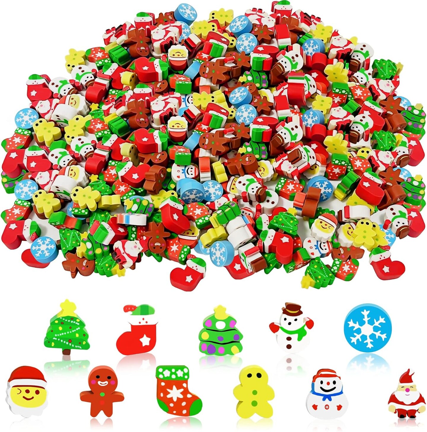 150 Pcs Christmas Mini Erasers for Kids, Cute Small Animal Erasers Bulk for Kids Desk Pets