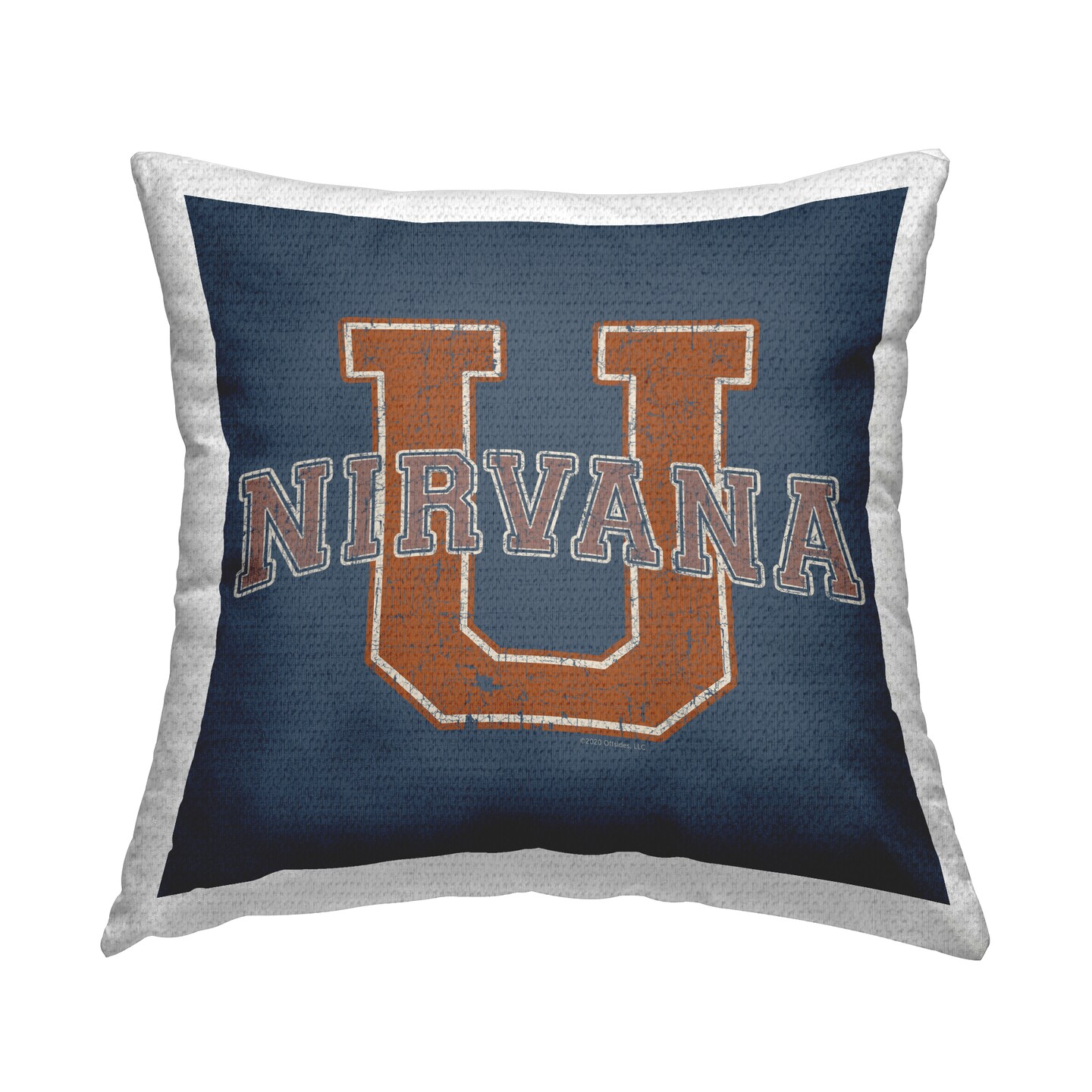 Nirvana U Varsity Style Outdoor Printed Pillow Design by Higher Learning/Life Is High, 18 x 7 x 18