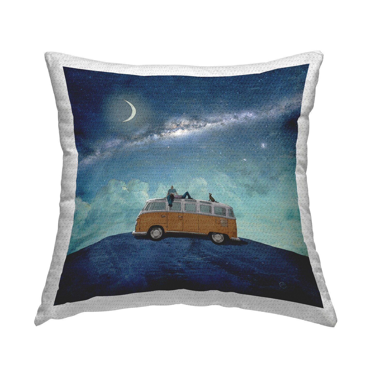 Couple &#x26; Dog Adventure Outdoor Printed Pillow Design by Paula Belle Flores, 18 x 7 x 18