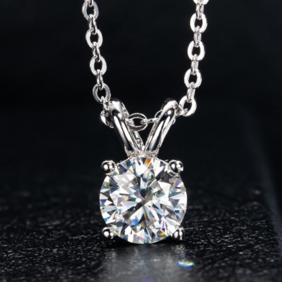 Certified 1ct t.w. deals Moissanite Diamond Round Excellent Cut Pendant Necklace