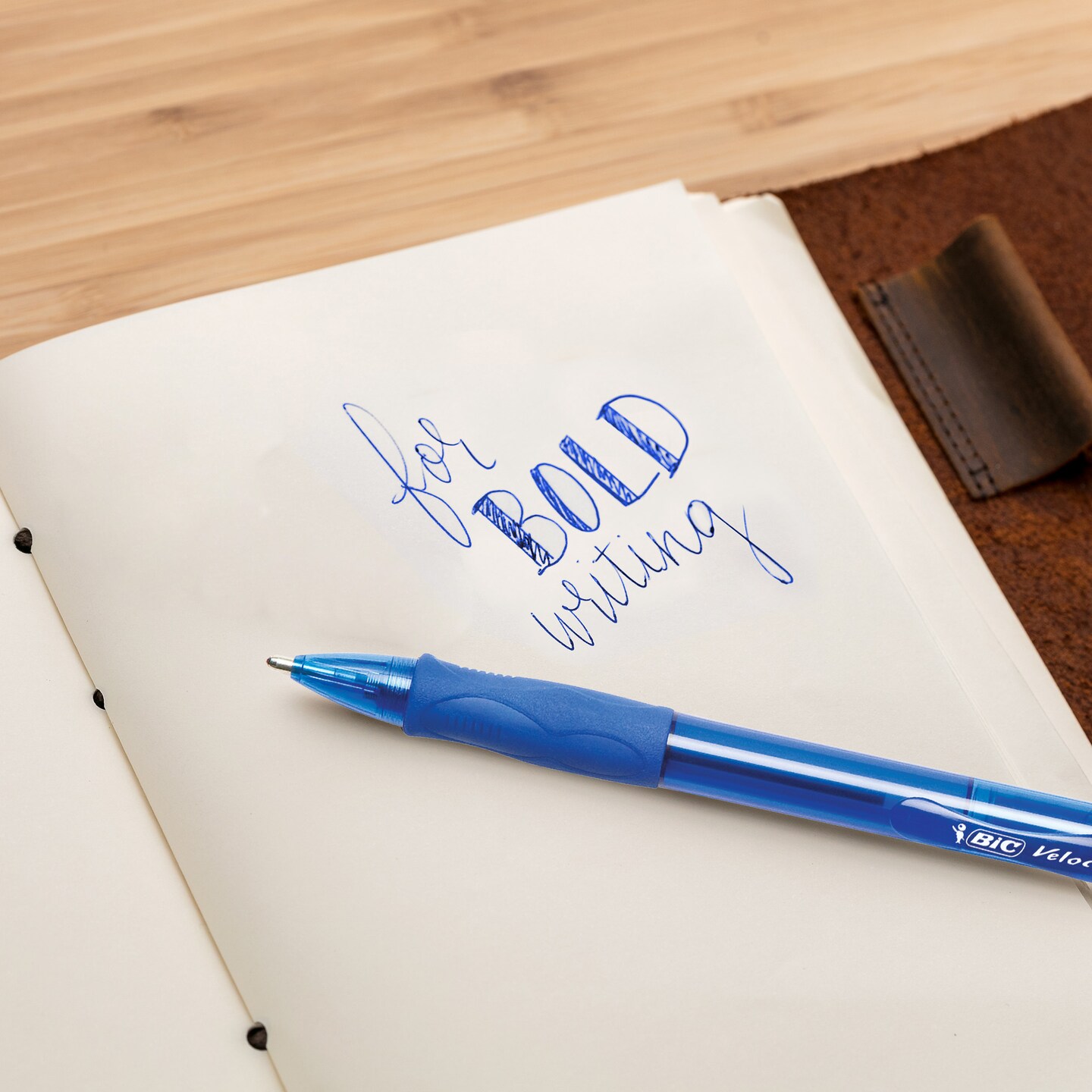 BIC Glide Bold Blue Ballpoint Pens, Bold Point (1.6mm), 12-Count Pack, Retractable Ballpoint Pens with Comfortable Full Grip