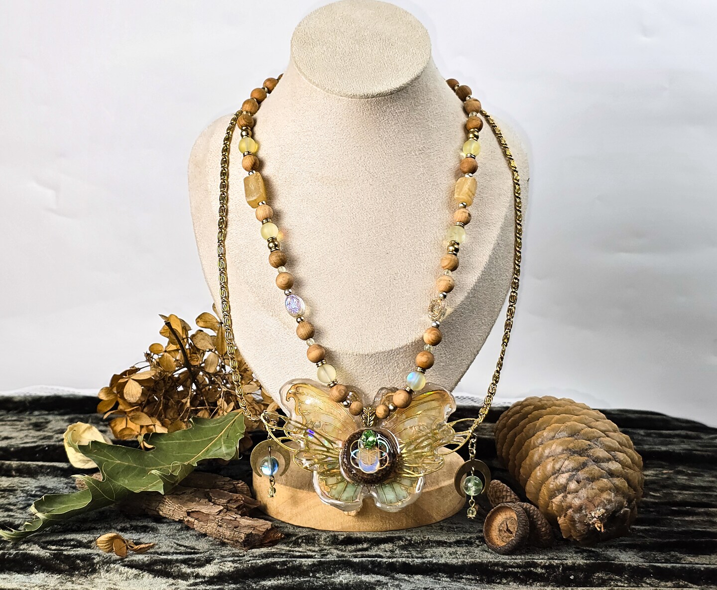 Acorn Fairy Necklace - 1 of 1 Designer Nature Jewelry - With a Real Acorn UV Glow in the Dark - Seed of Life