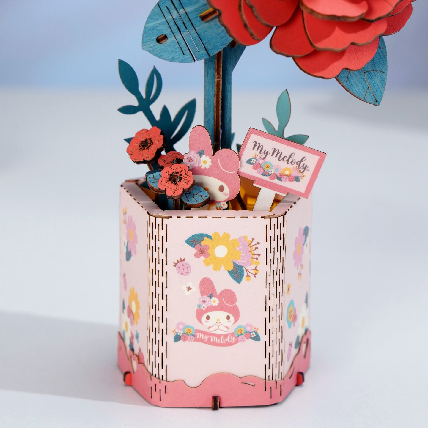 Hello Kitty&#xAE; and Friends My Melody Red Camellia - 3D Wooden Flower Puzzle