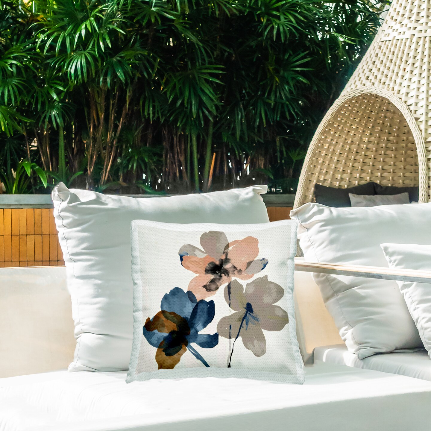 Earthen Flower Petals Outdoor Printed Pillow Design by Irena Orlov, 18 x 7 x 18