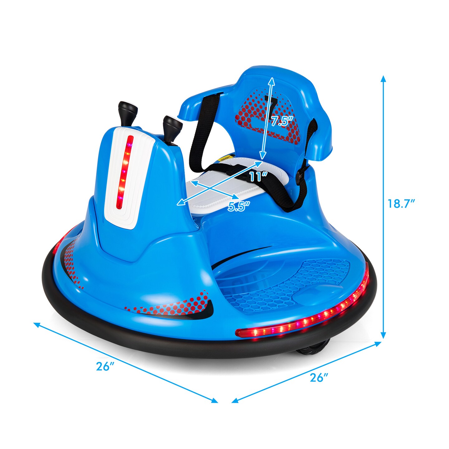 12V Kids Ride On Bumper Car with Remote Control Lights and Music