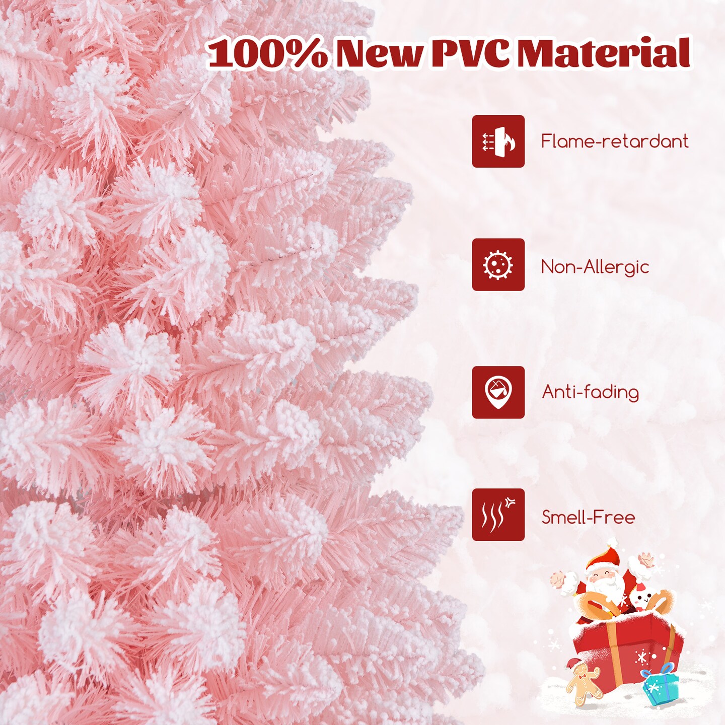 6 FT Artificial Pink Christmas Tree with 460 Branch Tips for Holiday