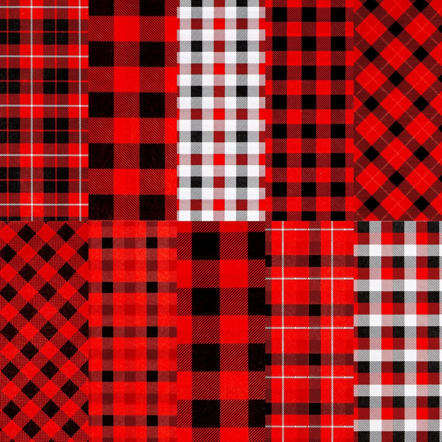 150 Sheets Christmas Red Black Buffalo Plaid Tissue Paper Assorted Design, Present Wrap Paper, Accessory for Gift Boxes, Gift Wrapping Bags and Wine Bottles Decoration