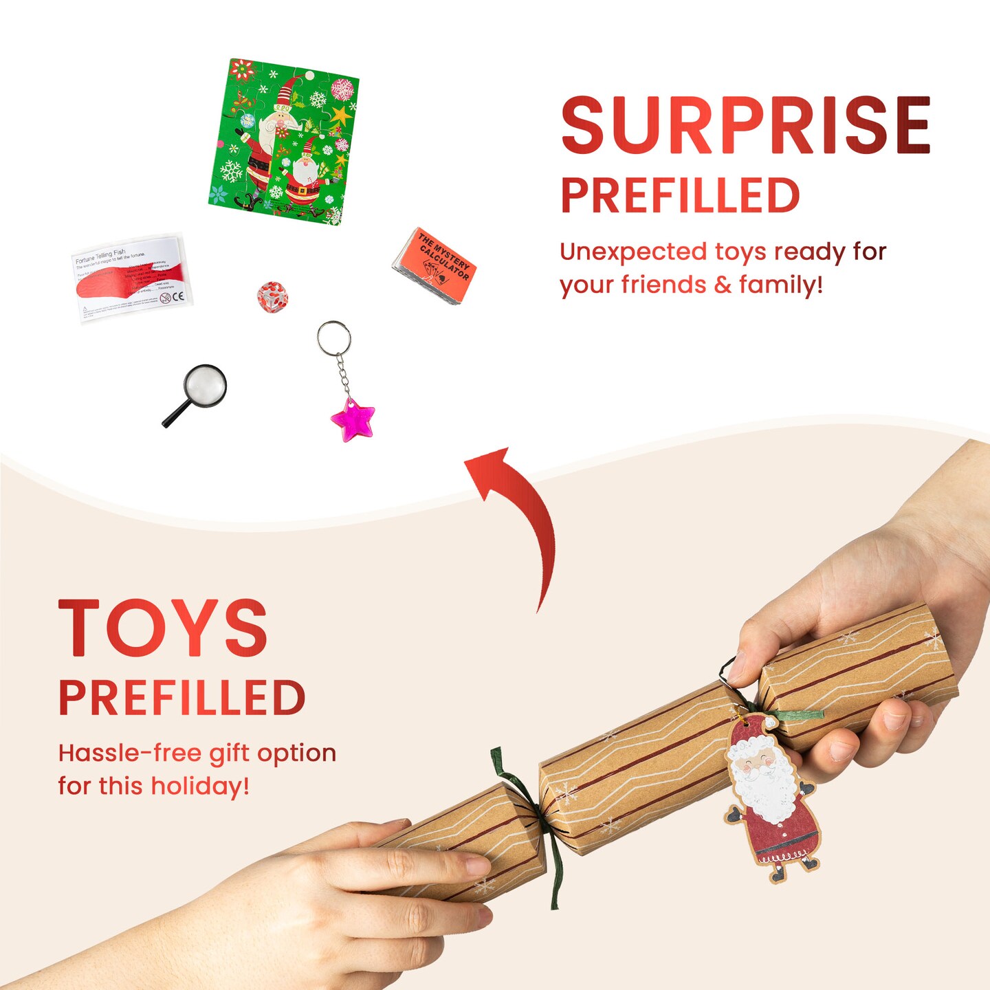 6PK 2''D X 12.00''H Christmas Party Cracker with Gift Contents