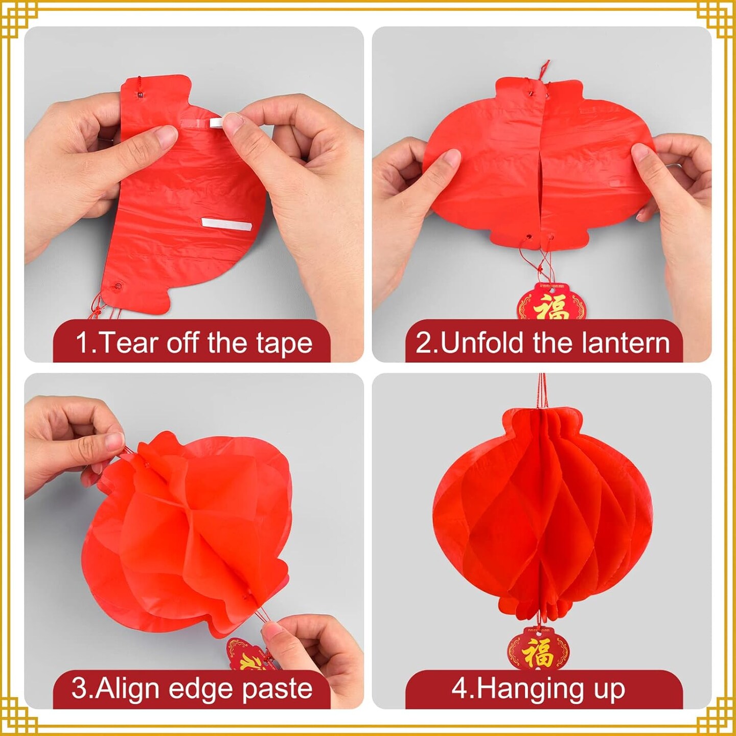 40 Pieces Red Chinese Lanterns Festival Lanterns Decorations for New Year, Spring Festival, Lantern Festival, Wedding, Restaurant (8 Inches)