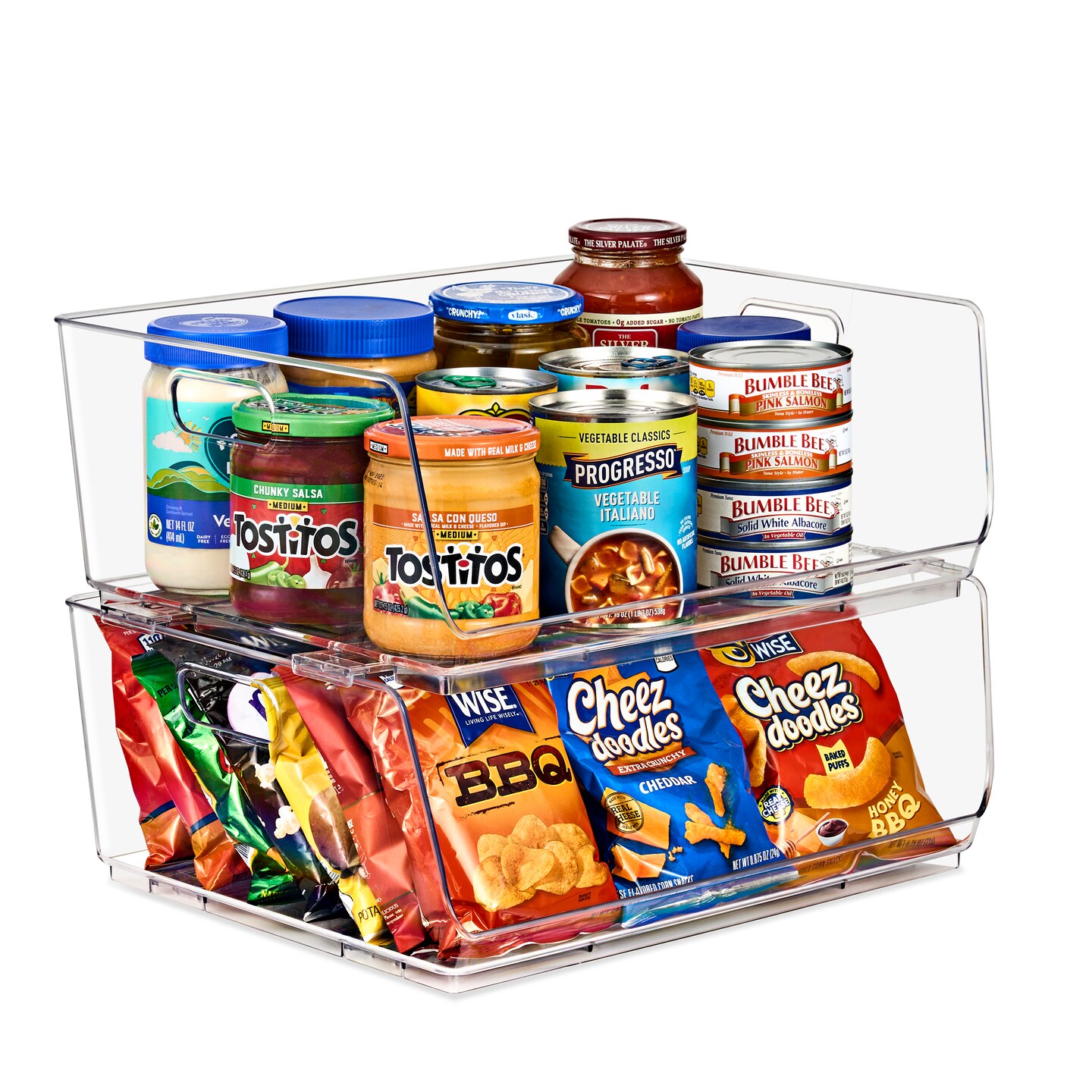 Sorbus Large 2 Pack Stackable Storage Bins Open Front - Clear Pantry Bins for Storage and Organization
