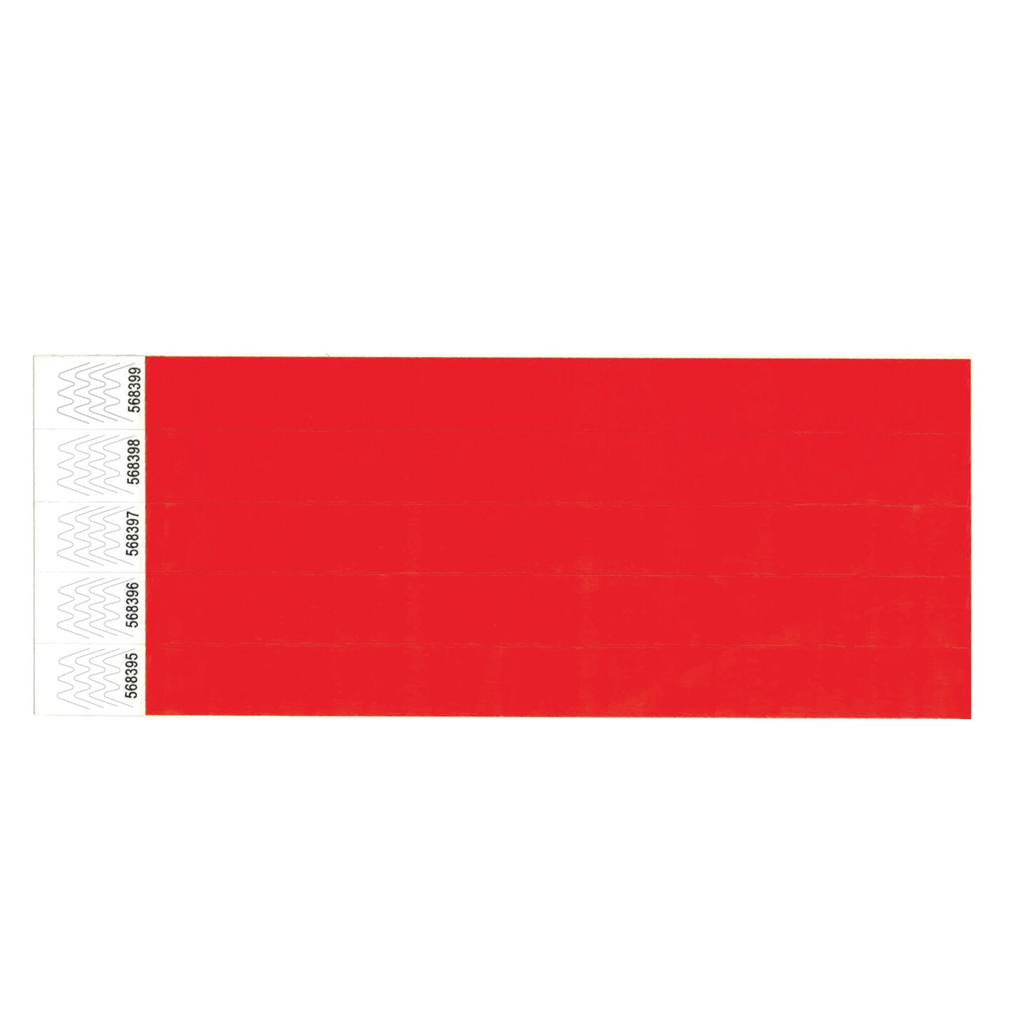 COSCO Security Wristband, Tamper Resistant, 10" x 3/4", Red, 100 bands (20 perforated sheets of 5 bands each)