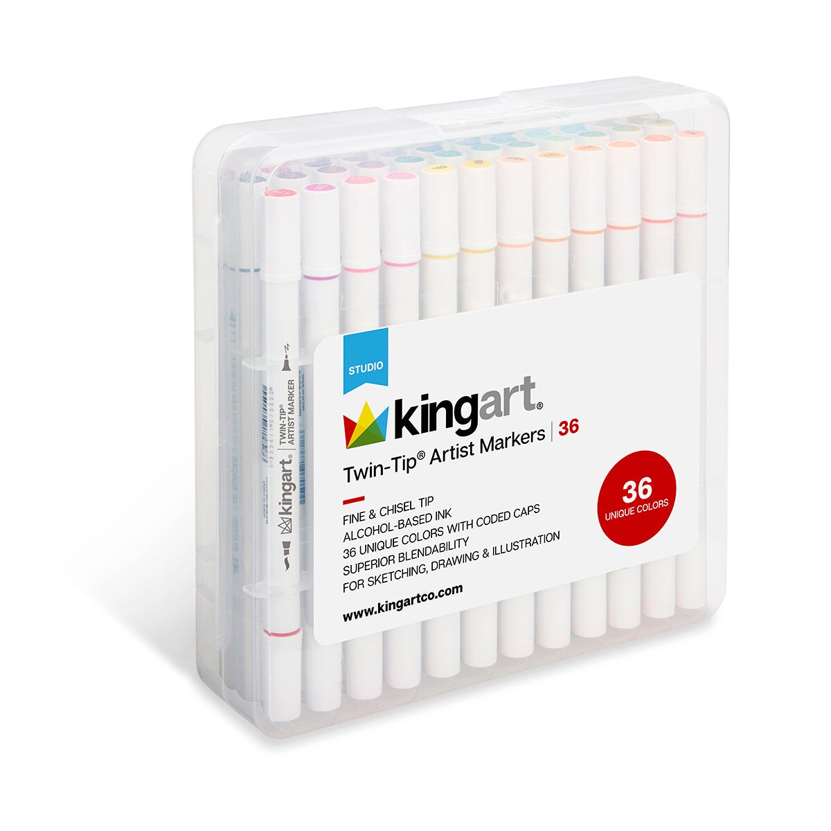 KINGART&#xAE; Twin-Tip&#x2122; Permanent Alcohol-Based Sketch Markers, 36 Colors