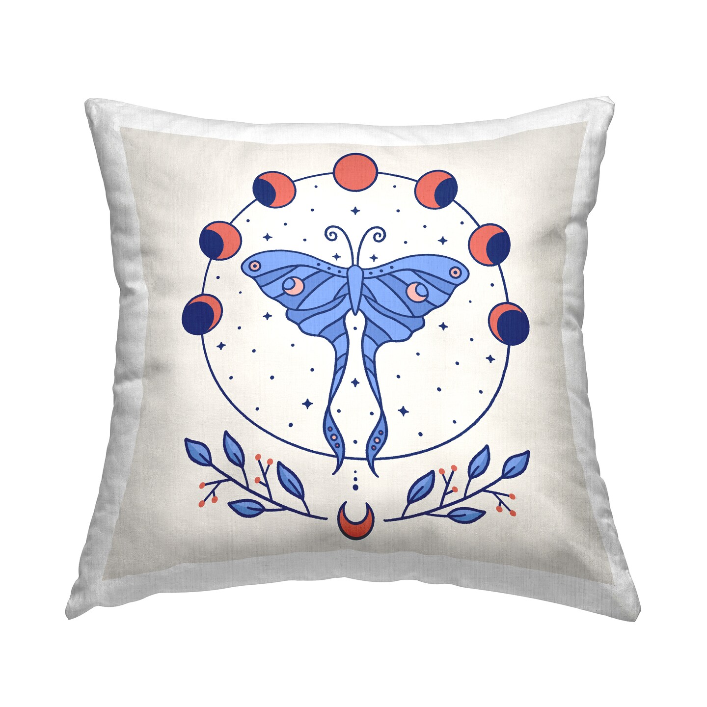 Celestial Luna Moth Decorative Printed Throw Pillow Design by Ahmed Sameh Hussein, 18 x 7 x 18