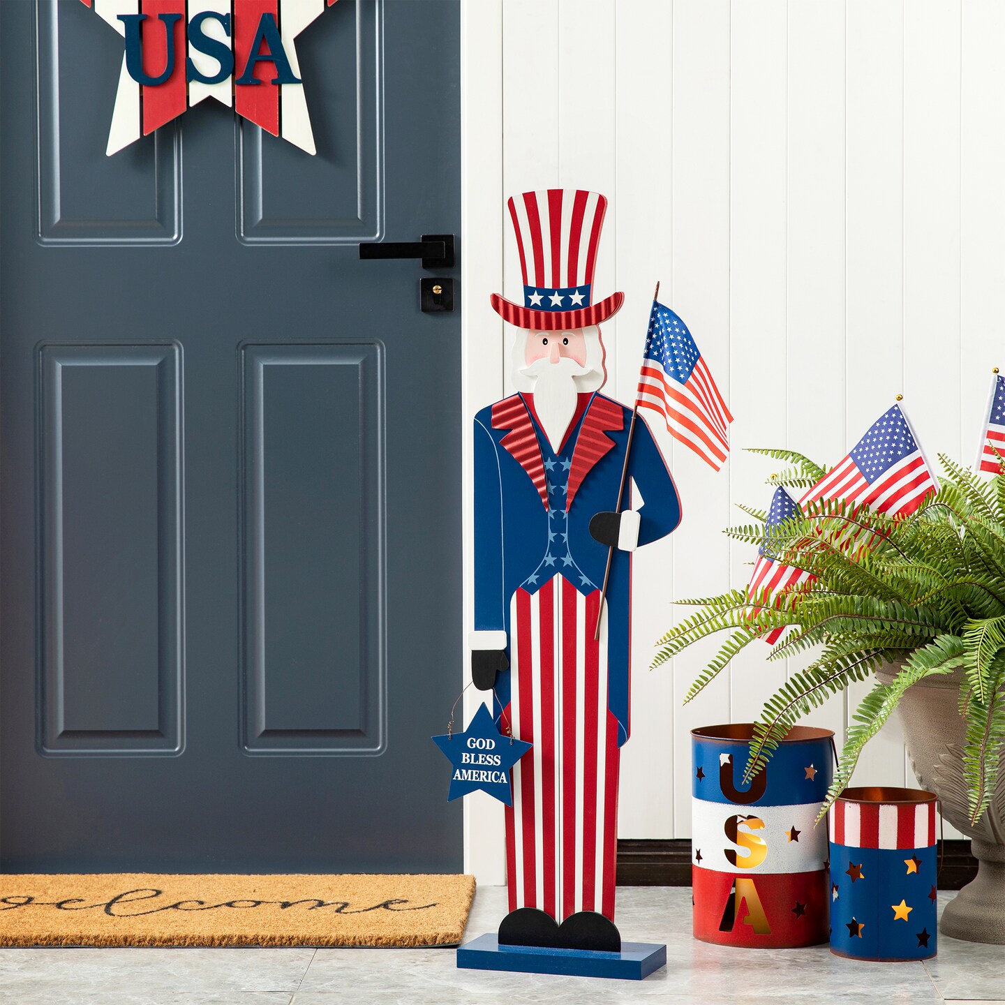 40&#x22;H Patriotic/ Americana Uncle Sam Porch Decor