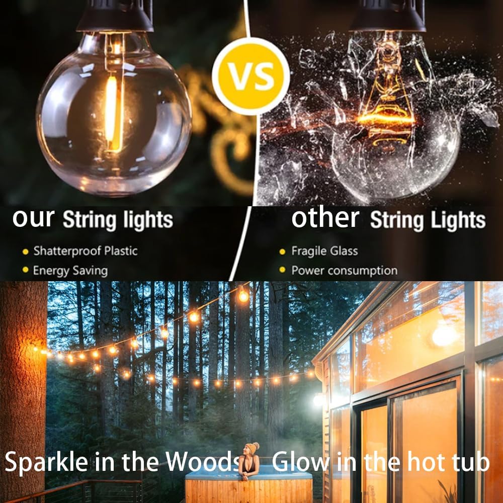 String Lights, LED 25Ft G40 Globe String Lights with Bulbs-UL Listd for Indoor/Outdoor Commercial Decor