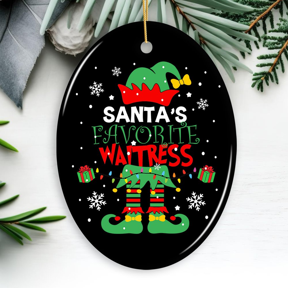 Santa&#x27;s Favorite Waitress Christmas Ornament