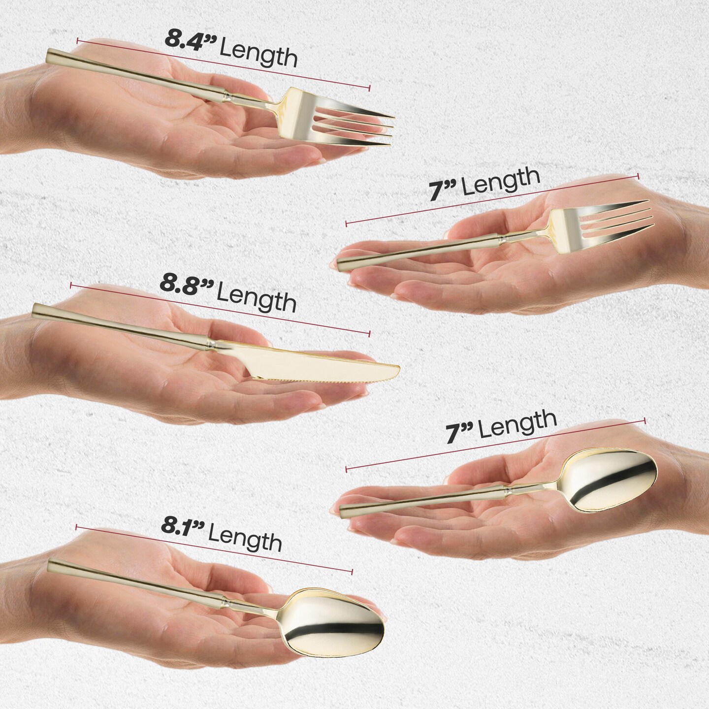 Shiny Gold Moderno Disposable Plastic Cutlery Set (300 Guests)