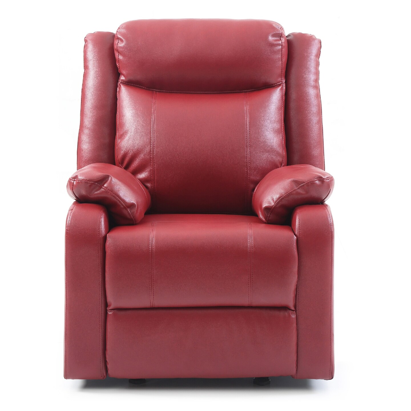 Contemporary Home Living Upholstered Reclining Accent Chair with Padded Arms - 40&#x22; - Red