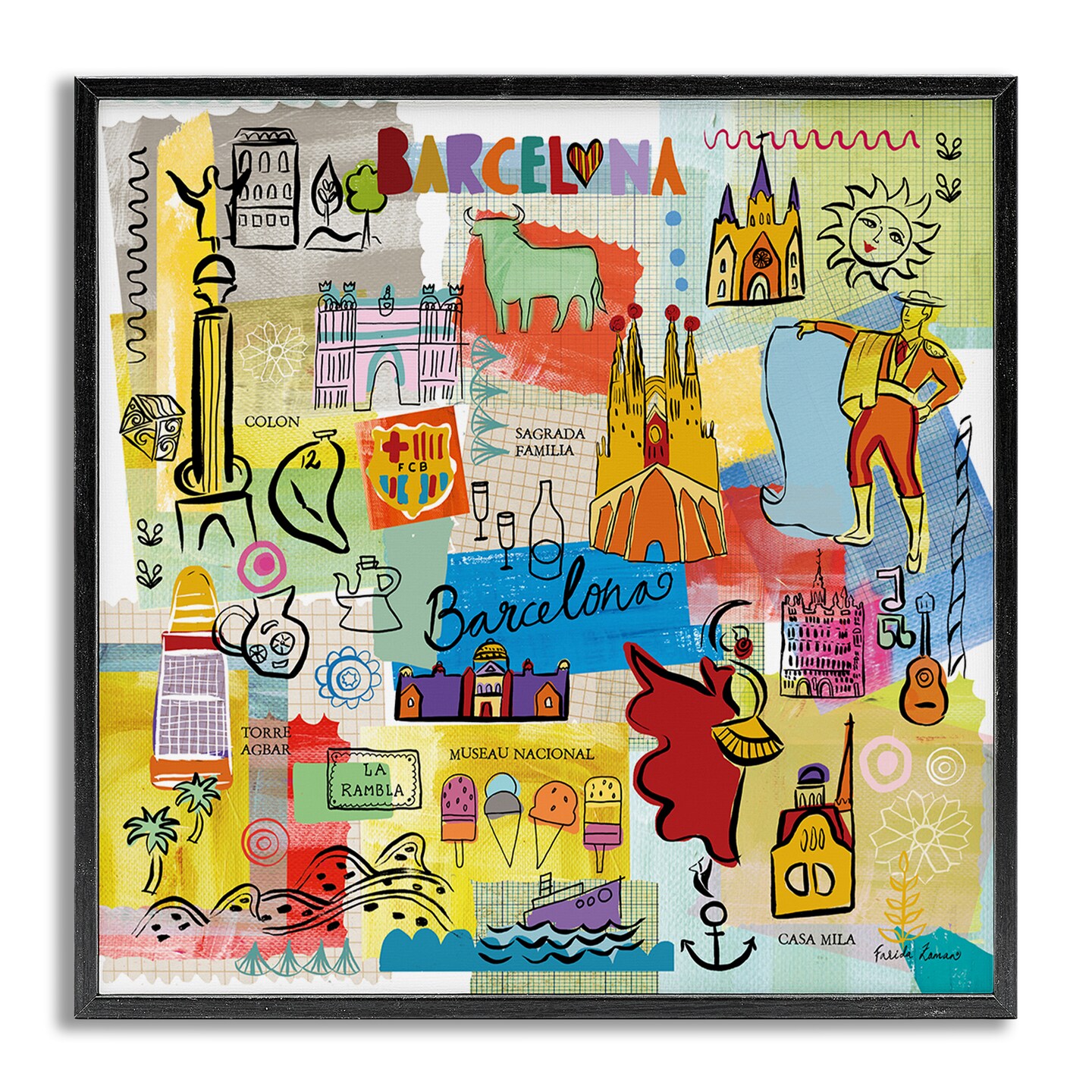 Stupell Industries Colores de Barcelona Framed Giclee Art