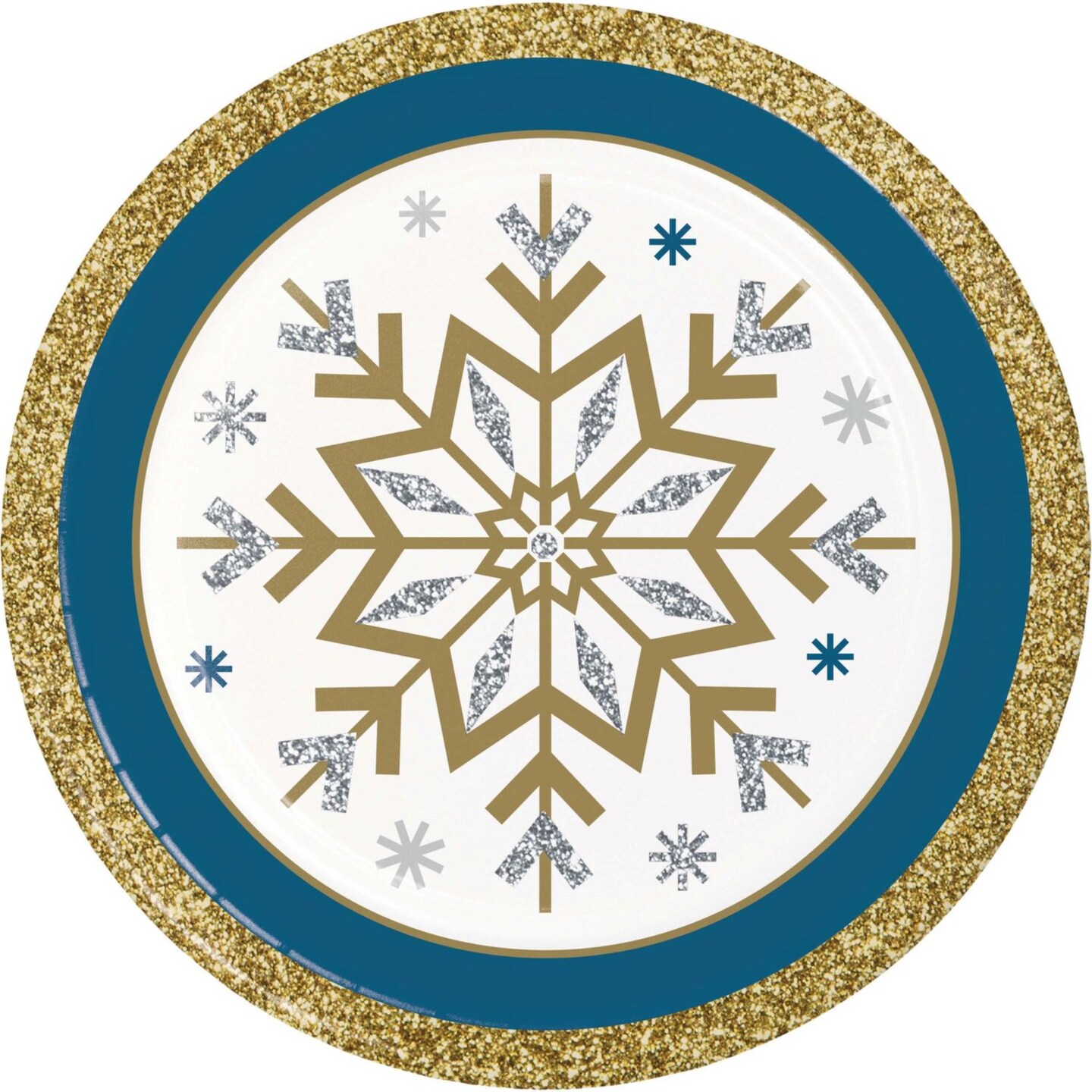 Party Central Disposable Paper Snowflake Christmas Dessert Plates - 6.75&#x22; - Club Pack of 96
