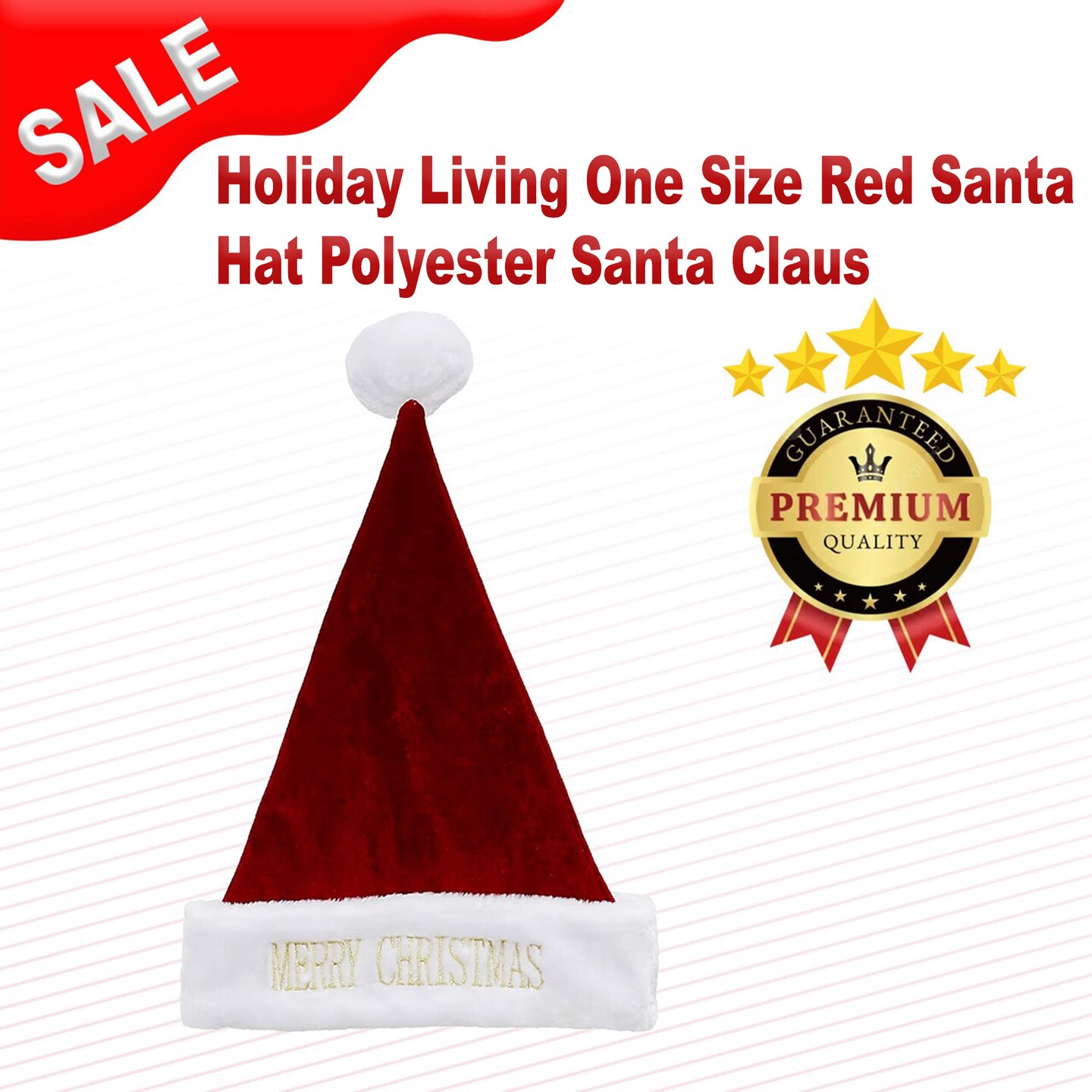 Holiday Living One Size Red Santa Hat Polyester Santa Claus