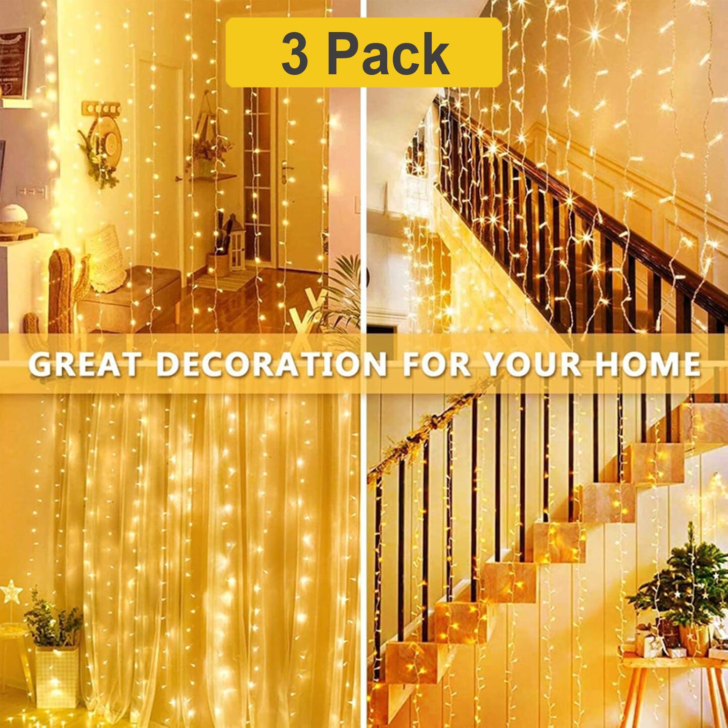 Glowing 300 LED 12 Strand Twinkling Christmas Lights with Remote Control