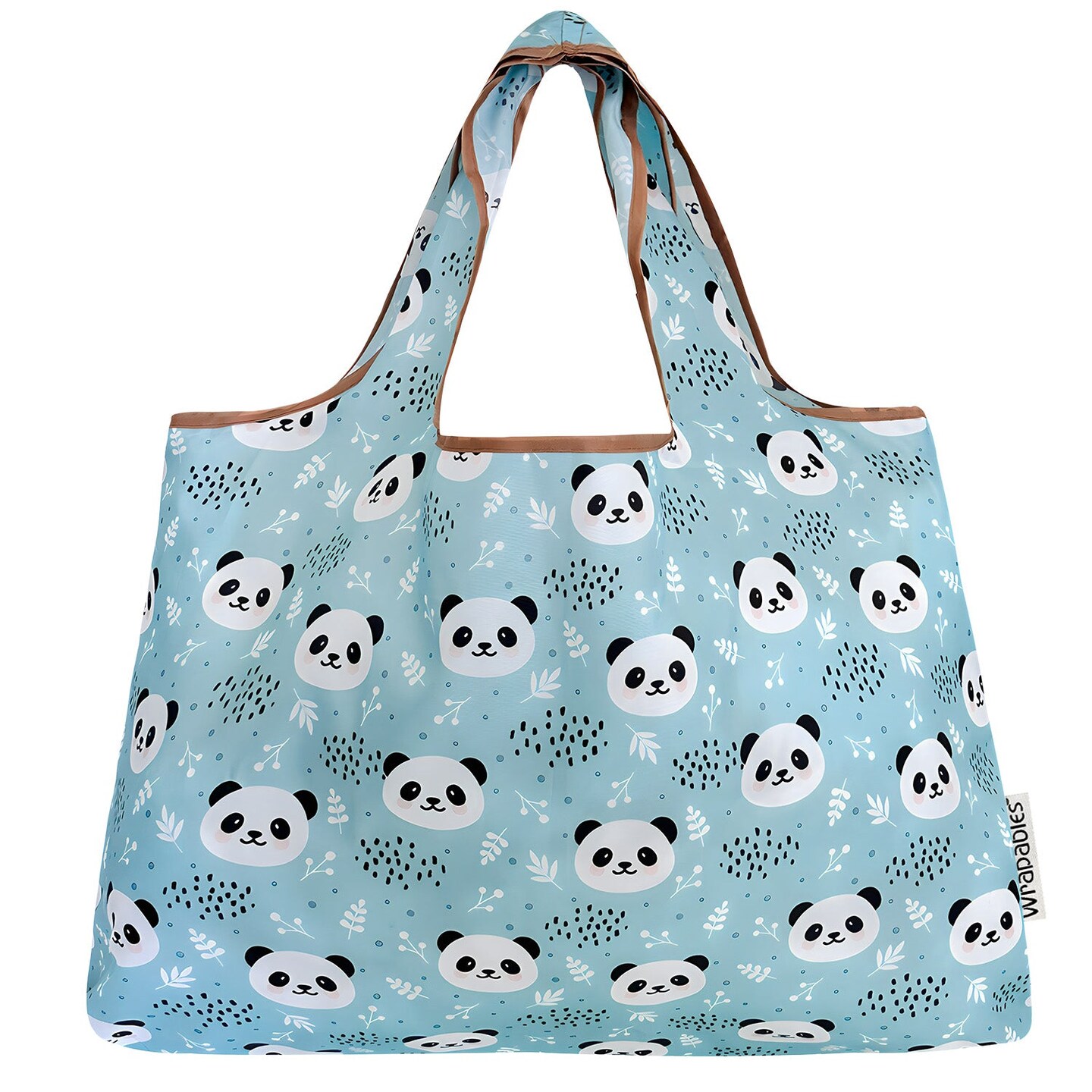 Wrapables Large Foldable Tote Nylon Reusable Grocery Bags, Panda