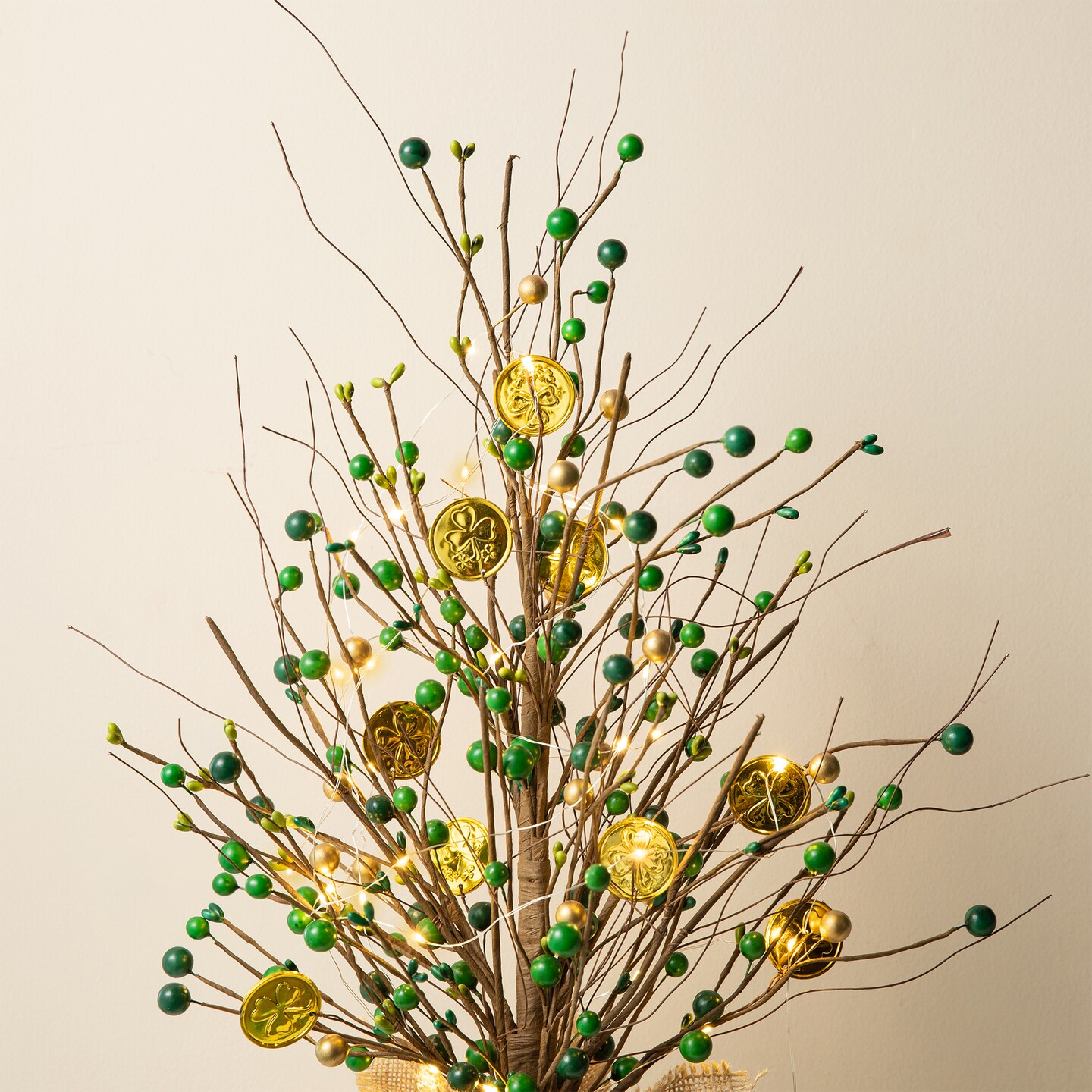 Set of 2 21&#x22;H Lighted St.Patrick&#x27;s Gold Coin Table Trees
