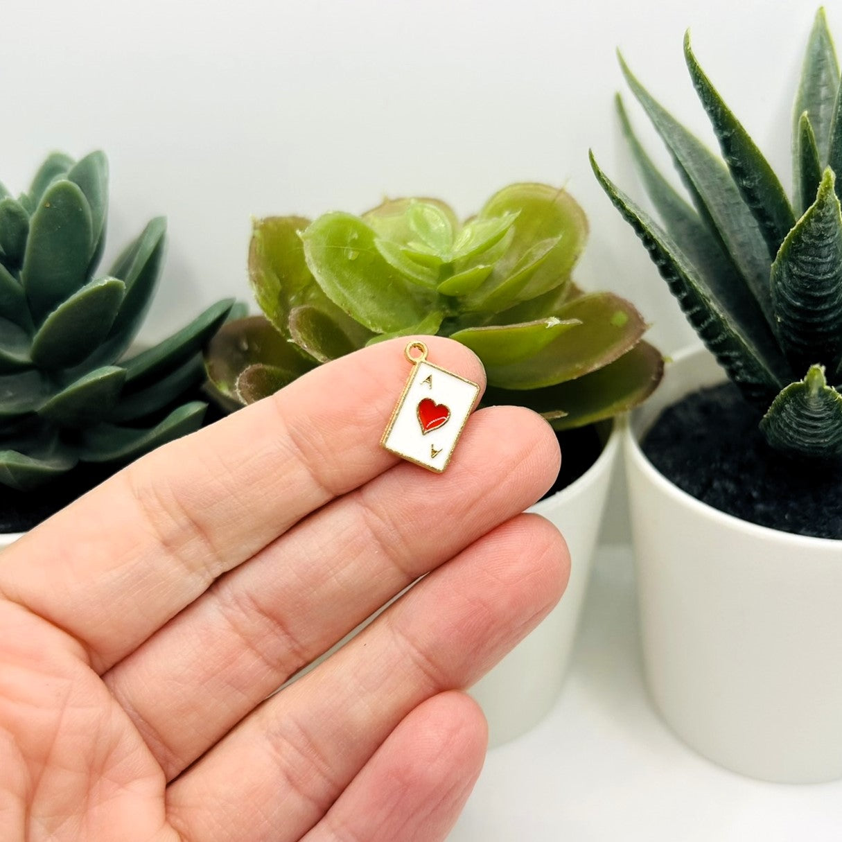 4, 20 or 50 Pieces: Ace of Hearts Enamel Playing Card Charms